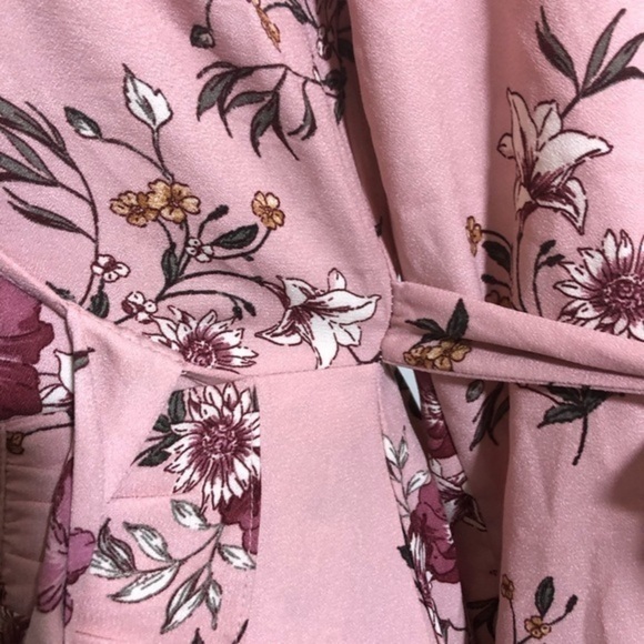 NWOT Pink Floral Faux Wrap Long Sleeve Dress New - Picture 6 of 16